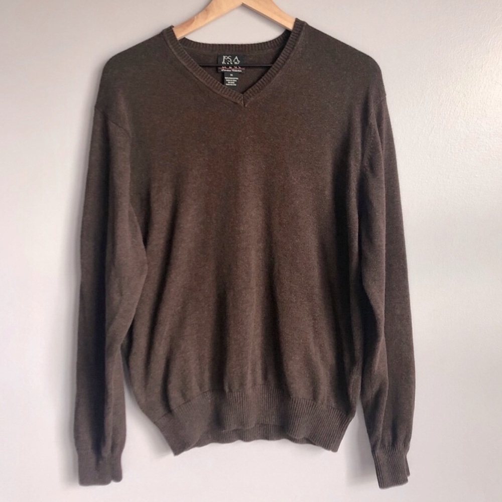 Jos. A. Bank Traveler Pima Cotton Lightweight Dark Brown V-neck Men’s Sweater